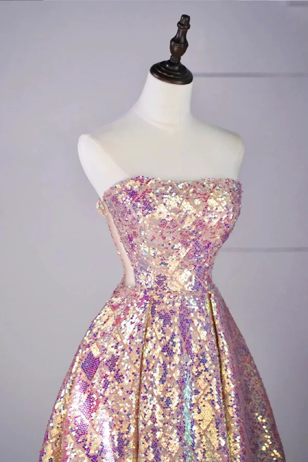 Shiny Sequins Floor Length Prom Dress Off the Shoulder Evening Party Dress