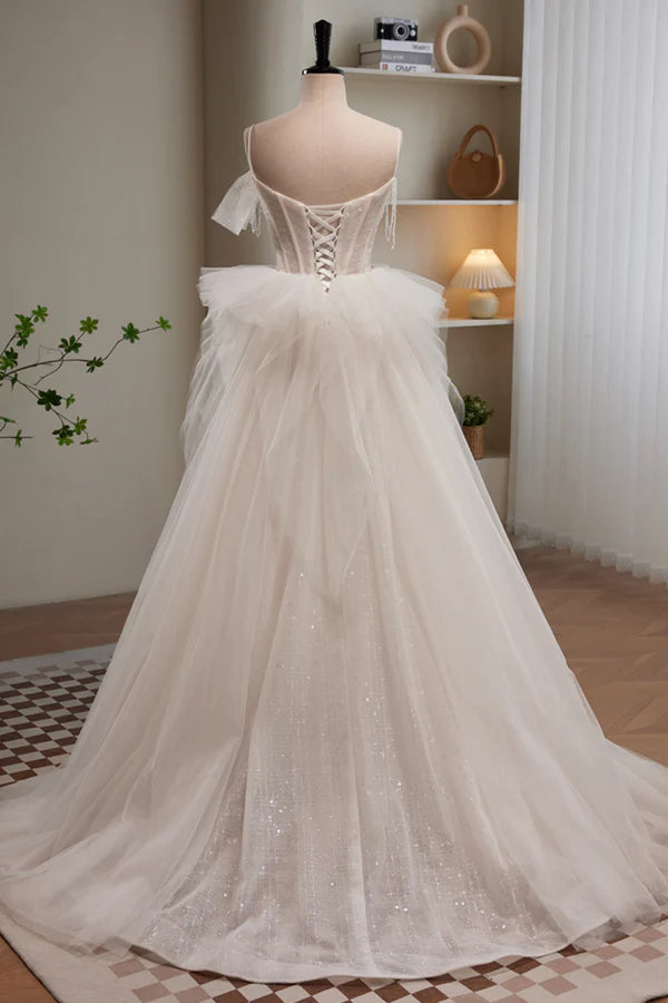 Lovely Spaghetti Strap Lace Long Prom Dress A-Line Evening Dress