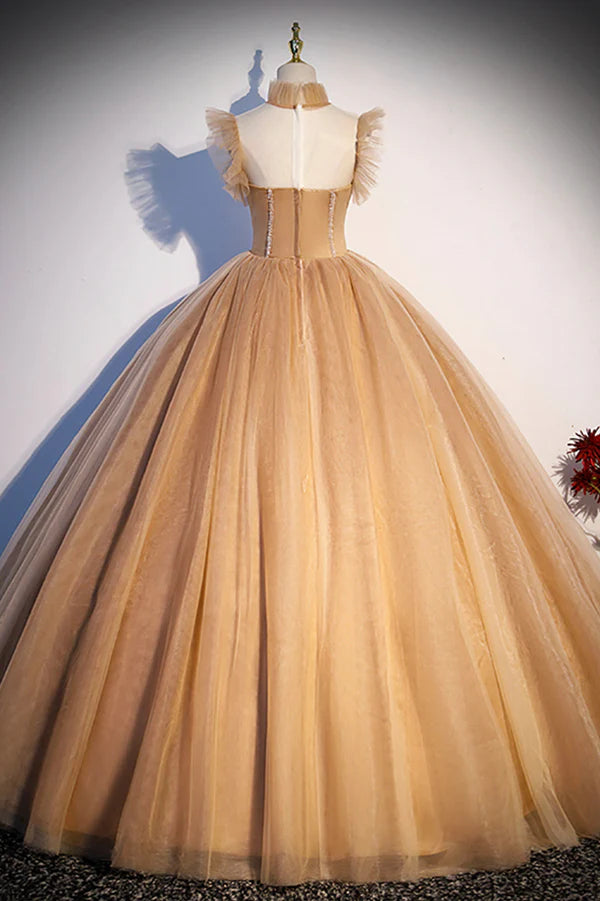 Lovely Tulle Long Formal Dress A-Line Evening Dress with Corset