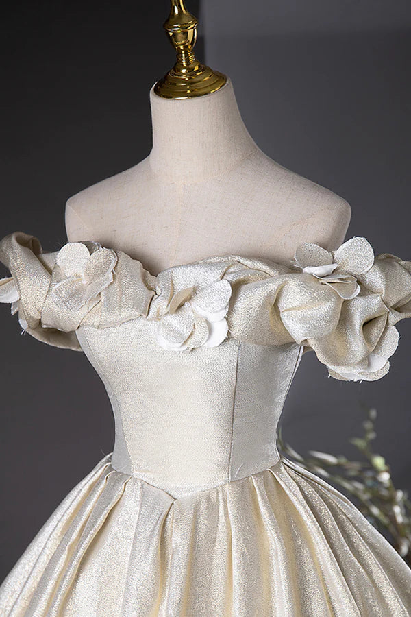 Champagne Satin Long Prom Dress Beautiful A-Line Evening Party Dress