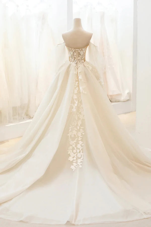 Champagne Lace Long A-Line Ball Gown Off the Shoulder Evening Party Dress