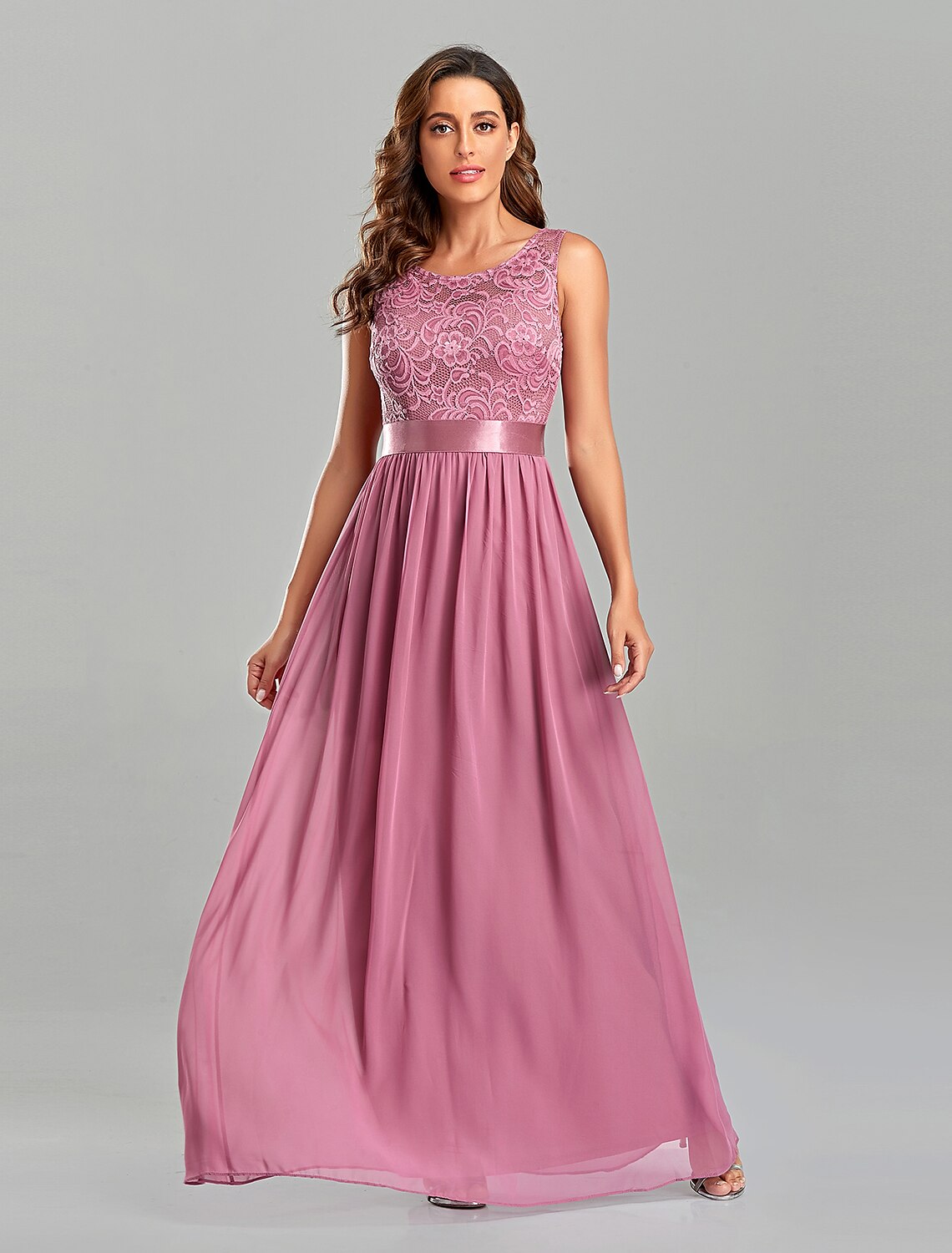 A-Line Evening Gown Empire Dress Party Wear Wedding Guest Floor Length Short Sleeve Jewel Neck Chiffon with Embroidery