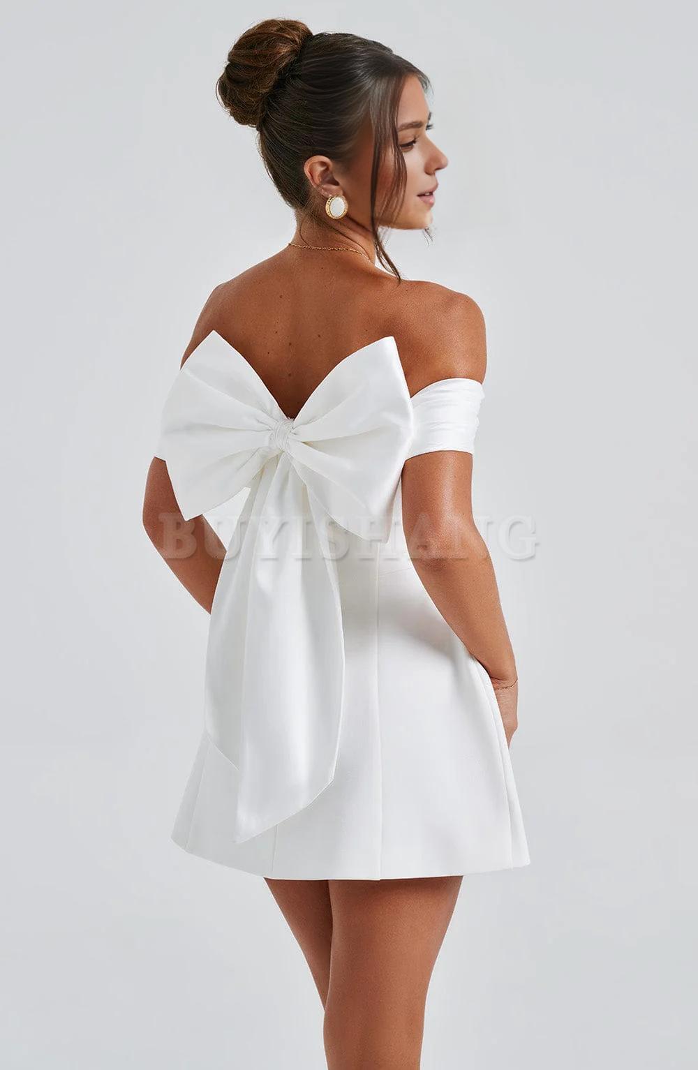 Buyishang womens casual summer dresses Elegant Black Clashing Colour Splicing One Shoulder Short Dresses