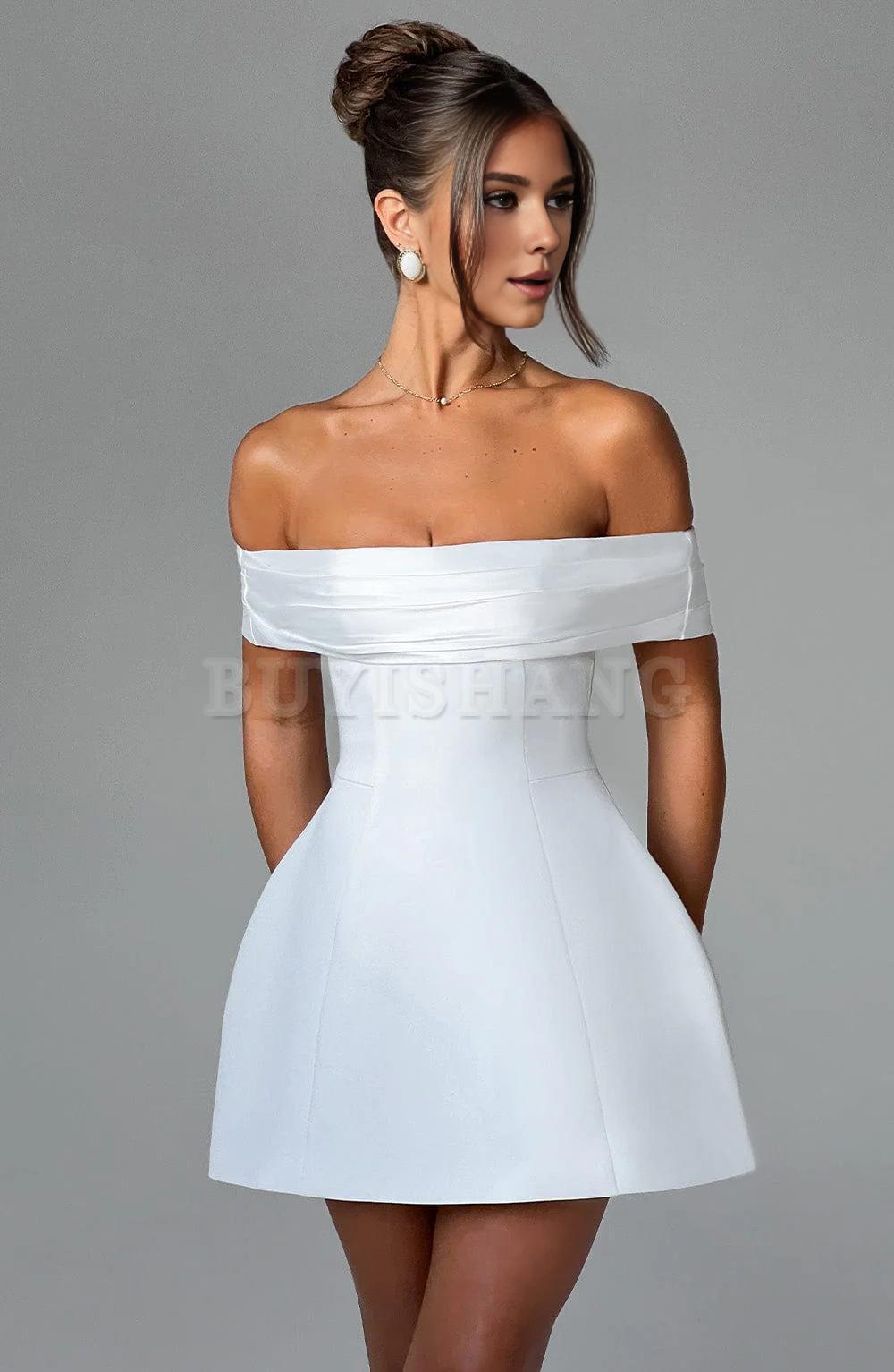 Buyishang womens casual summer dresses Elegant Black Clashing Colour Splicing One Shoulder Short Dresses