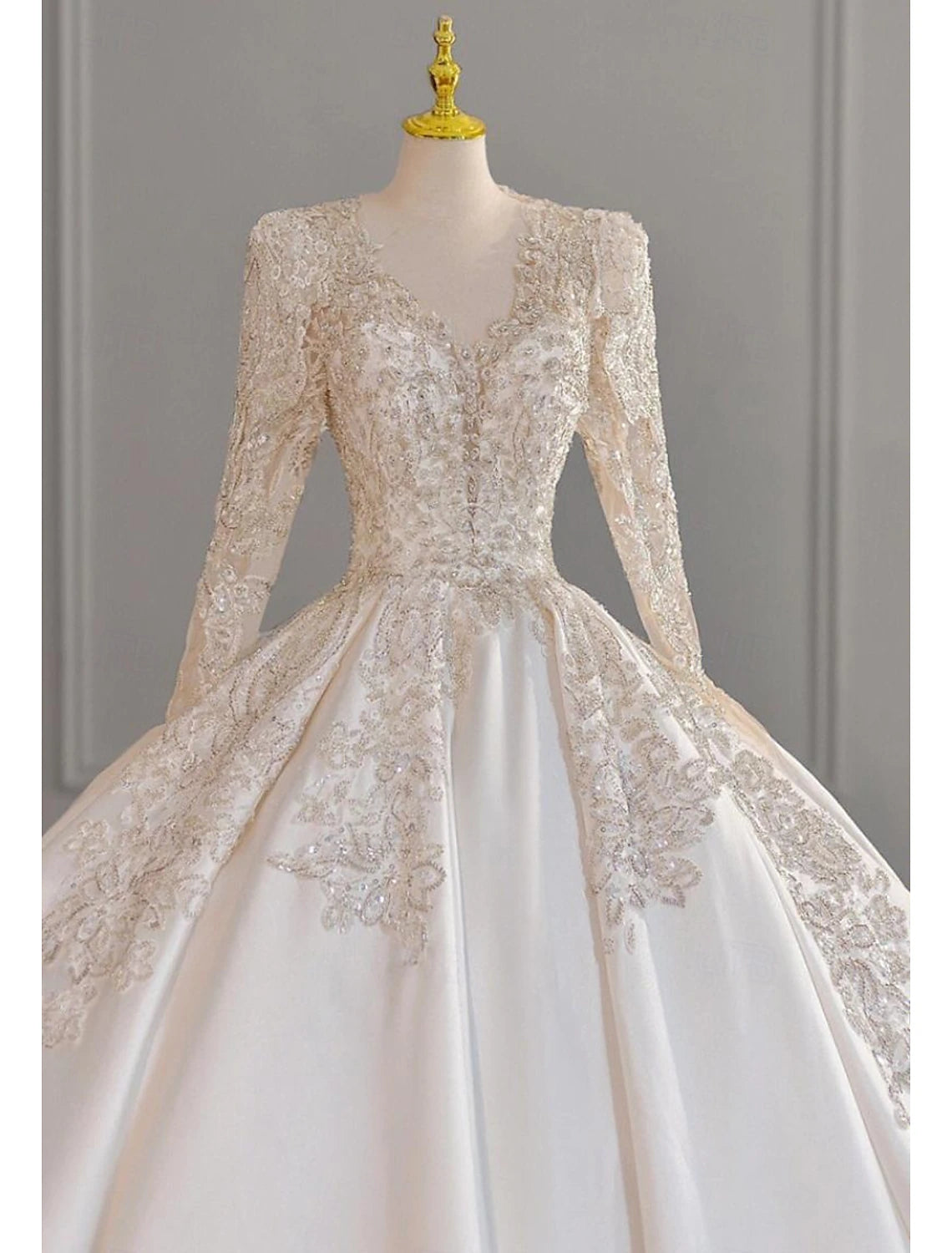 Buyishang Wedding Dresses Ball Gown Off Shoulder Cap Sleeve Court Train Satin Bridal Gowns With Ruched Solid Color