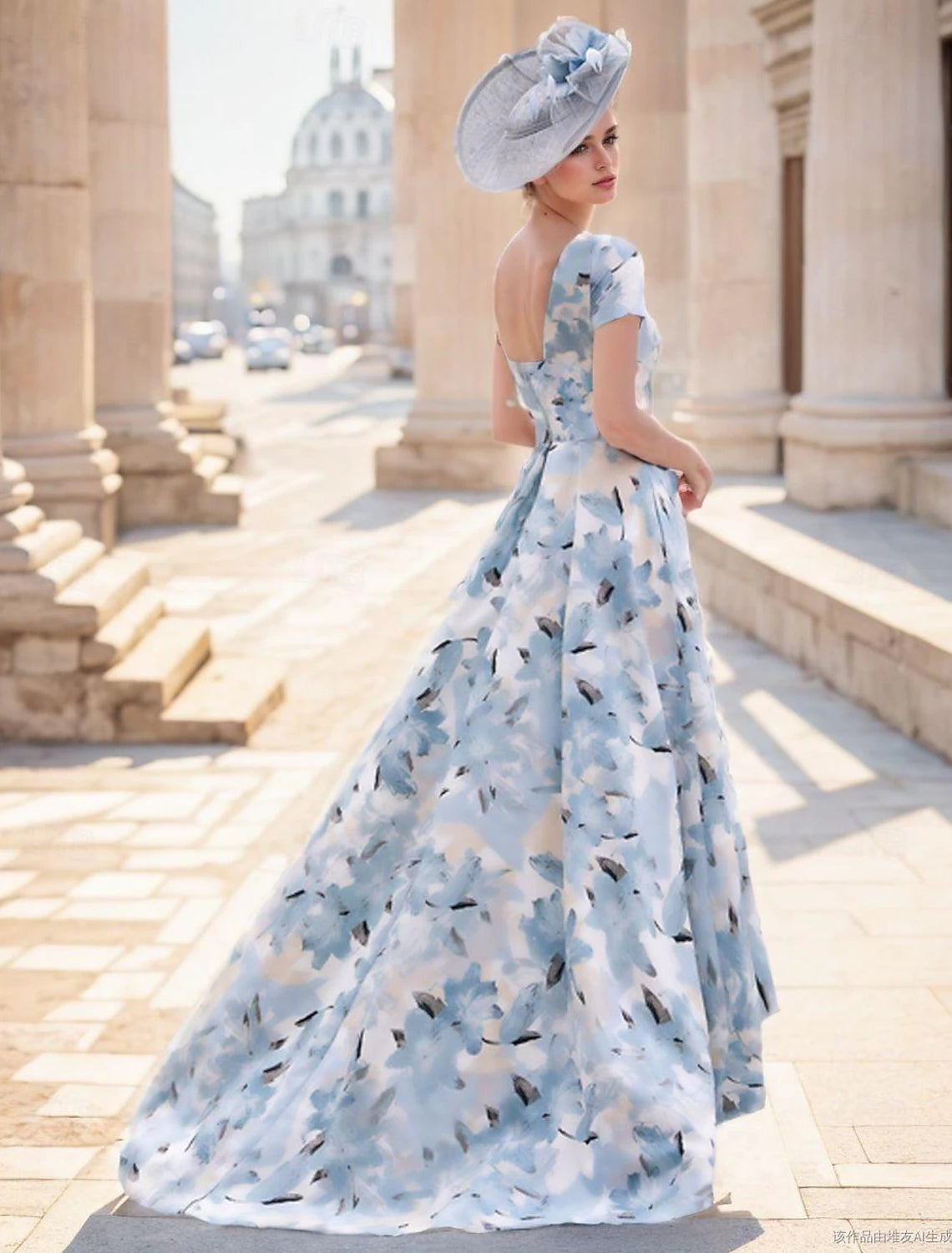 Buyishang A-Line Mother of the Bride Dress Kentucky Elegant Dresses Formal Wedding Guest Elegant Elegant Dress Bateau Neck Asymmetrical Ankle Length Chiffon Short Sleeve with Pleats Flower free custom size